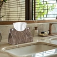 thumbnail image 5 of COEQINE PU Leather Tissue Box Cover Tissue Container Rectangular Table Dryer Sheet Dispenser 7.95"X4.92"X4.52" for Vanity Countertop Nightstand Dining Table, Brown Marble, 5 of 7