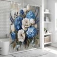 thumbnail image 6 of White Blue Spring Floral Bathroom Shower Curtains with 12 Hooks Polyester Waterproof Shower Curtain for Stalls and Bathtubs Pastoral Flowers Vintage Decorative Bathroom Privacy Curtain 36x72 Inches, 6 of 8