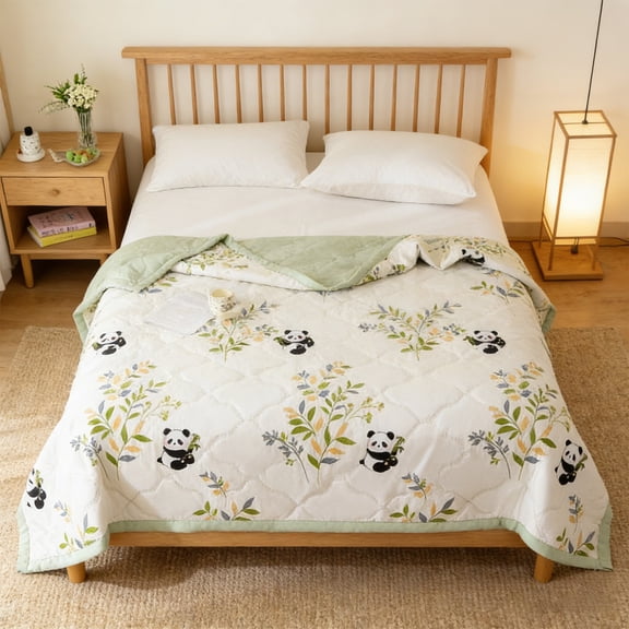 Yyuenw Summer Quilt, 59x39-Inch Washed Cotton Quilt, Elegant Print & Skin-Friendly, Suitable for Dorm, Home and Home Decor
