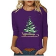 thumbnail image 2 of ‌FDGIU Funny Christmas Shirts for Women - Cute Xmas Tree Print 3/4 Sleeve Blouses, Holiday Tops with Crew Neck, Funny Christmas Tops, 2 of 5