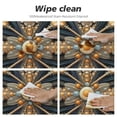 thumbnail image 4 of Awypu  Bohemian Round Fitted Tablecloth with Elastic Edge Fitted Table Cloth for Round Table Circular Table Cover Waterproof Wipeable Round Elastic Table Cloth White, 4 of 7
