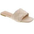 thumbnail image 1 of SNJ New Women's Braided Single Band Strap Flat Square Toe Open Slide Sandal, 1 of 4