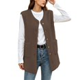thumbnail image 2 of Staron Fall Winter Vests for Women Casual Sleeveless Solid Crew Neck Loose Comfy Basic Outerwear Warm Faux Fur Lightweight Fashion, Brown M, 2 of 7
