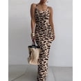 thumbnail image 6 of Women Summer Long Dress Casual Slip Sexy Slim Sleeveless Bodycon Maxi Dresses for Women Leopard L, 6 of 7