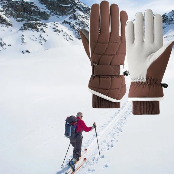 Eespoir Winter Ski Gloves, Waterproof Cold Resistants Fleece Lined, Thermal-Fleece Cycling-Gloves, Outdoor Sports Thickened Warm Gloves, for Outdoor Enthusiast(A)