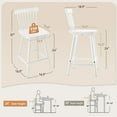 thumbnail image 4 of Dycanpo 24'' Windsor Wooden Counter Height Chairs Set of 3, Upgraded Farmhouse Bar Stools with Spinddle Back for Kitchen,White, 4 of 8