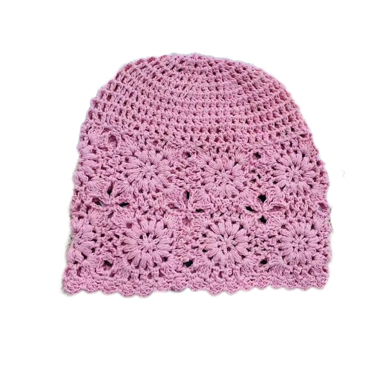 Women Cotton Slouchy Crochet Beret Handmade Cutout Floral  display picture 3