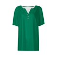 thumbnail image 4 of Posijego Girls Short Sleeve Shirts Button V Neck Casual School Dressy Tunic Tops Blouses Teens Summer Tees, 4 of 5
