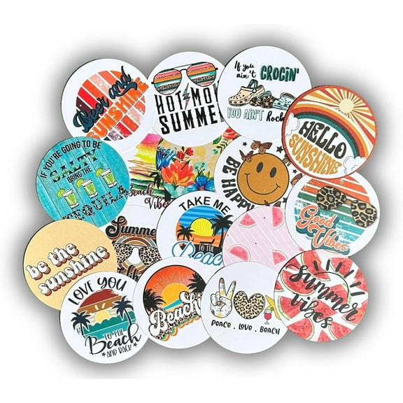 Lashicorn Summer Freshie Cardstock Cutouts Rounds 2.5 inch Mix  12 pk  Scented Aroma Beads Bake with Mold for Car Freshie Designs, Summer Vibes, Sunshine, Day Drinking