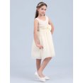 thumbnail image 6 of Manyakai Kids Sleeveless Flower Girl Dress V-Neck Ruched Chiffon Wedding Party Formal Ball Gown Cream 14, 6 of 7