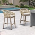 thumbnail image 4 of PURPLE LEAF 24" Counter Height Bar Stools Chair Set of 2, Modern Upholstered Patio Bar Stool with Backrest for Indoor and Outdoor, Kitchen Island, Champagne, 4 of 9