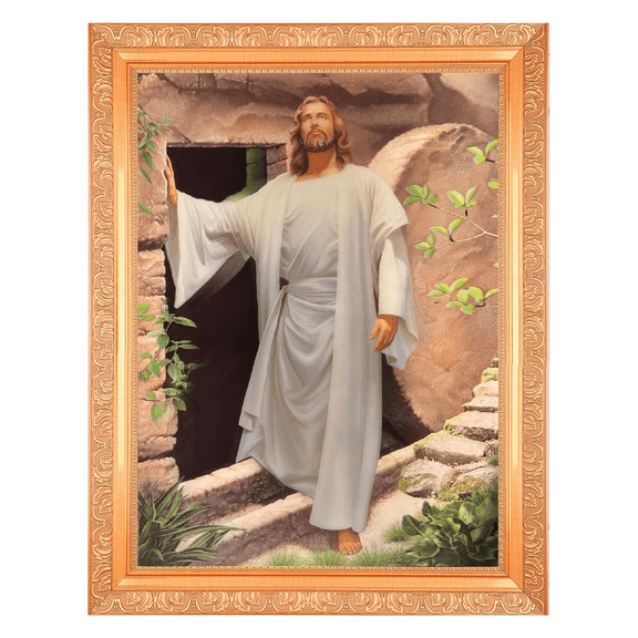 Bm Traders The Resurrection of Jesus Christ Vintage Collection 5 Dimensional Layer (With 5D Effect) Art Work Photo In Golden Frame Big (14 X 18 Inches)