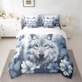 thumbnail image 2 of Wolf Bed in a Bag Twin 7 Piece Comforter Set Daisy Flowers Bedding Sets,Light Blue White Ombre Oil Painting Sheet Set with Comforter Graffiti Art Western Animals Butterfly Bohemian Decor, 2 of 4