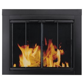 Pleasant Hearth Bi Fold Style Fireplace Glass Door Alton Black