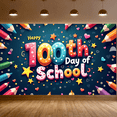 thumbnail image 6 of LUUFILx 100th Day of School Backdrop Kids Celebration Party Supplies Balloons and Crayons Decoration Banner Classroom Background Photography Props, 6 of 9