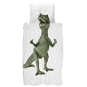 Snurk Duvet Cover Set Duvet Cover with Matching Pillowcase – 100% Cotton Duvet Cover and Pillow Case Set for Kids – Soft Cover Bedding for Your Little One – T-Rex Dino for Twin-Size Beds and Pillow
