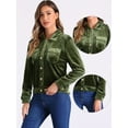 thumbnail image 2 of DARING DIVA Stylish Velvet Button-Up Long Sleeve Jacket M Army Green, 2 of 6