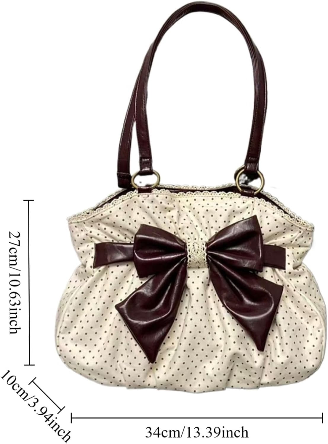 SPEKSEE Polka Dot Purse for Women Vintage Large Capacity Bow HandBag J Fashion Harajuku Gyaru Kawai Whimsical Accessories