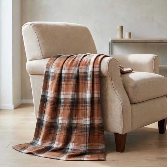 Retro Plaid Throw Blanket for Couch or Bed, Soft Flannel Warm Cozy Decor Cover, Washable Blanket for Dorm Use.