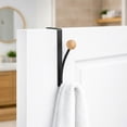 thumbnail image 2 of Over The Door Hook Rack Black Finish with 2 Natural Wooden Ball Ends, 2 of 8