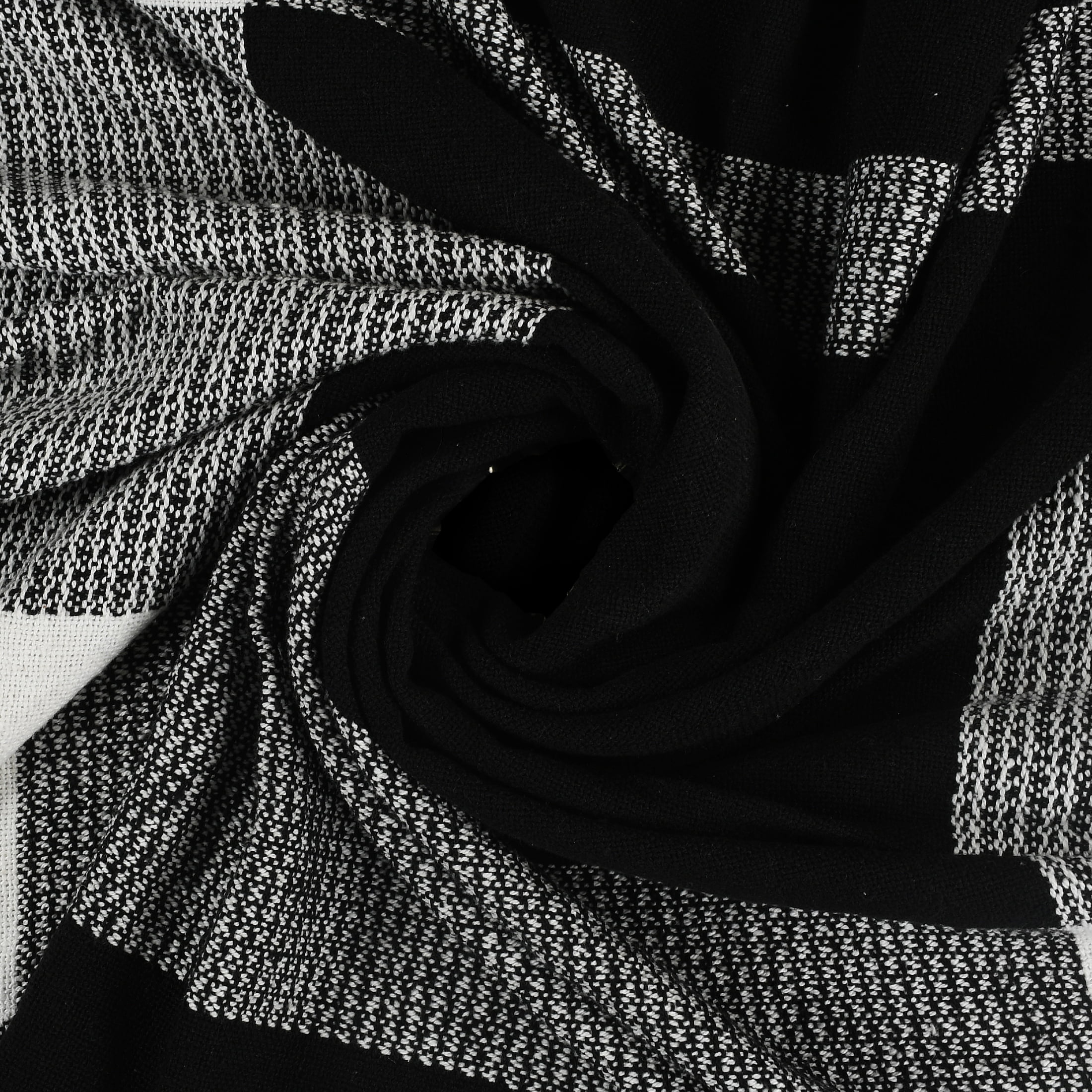Ox Bay Black/White Tartan Plaid Cotton Throw Blanket, 50" x 60"