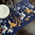 thumbnail image 2 of Double Sided Fairytale Frescoes Art Table Runner 16" X 54",Vintage Blue Medieval Decor,Retro Horse Bird Centerpiece decor, 2 of 9
