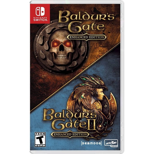 New Nintendo Switch Red/Blue Joy-Con Improved Battery Life Console Bundle with Baldur's Gate Bundle NS Game Disc and Mytrix NS Tempered Glass Screen Protector - 2019 New Game!