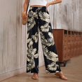 thumbnail image 1 of WILLBEST Pantalones Casuales para Mujer 2024, Estilo Tropical, con Cordón, Cintura Alta, Pierna Ancha, para Un Estilo Relajado y Cómodo. Mediana, 1 of 4