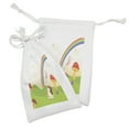 thumbnail image 2 of Mushroom Fabric Pouch Set of 2, Bunny with Easter Egg Under Rainbow Happy Rabbit in Nature Theme Fun Design, Small Drawstring Bag for Toiletries Masks and Favors, 9" x 6", Multicolor, by Ambesonne, 2 of 2