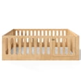 thumbnail image 6 of Jopath Twin Size Floor Bed with High Fence for Kids, Solid Wood Kids Montessori Bed with Door for Boys Girls Natural, 6 of 9