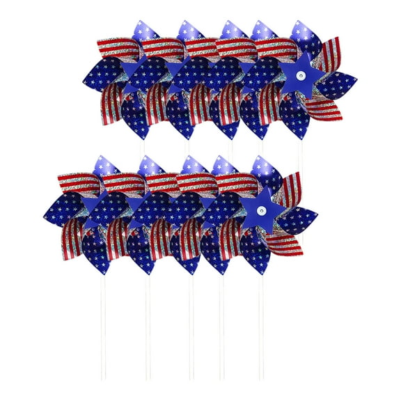 Qocolhg 10 Pcs 4th of July Pinwheels Patriotic Pinwheels American Flag Windmill for Memorial Day Independence Day Party Decorations, Independence Day Toys Gift for Kids, Courtyard/Windowsill Decor