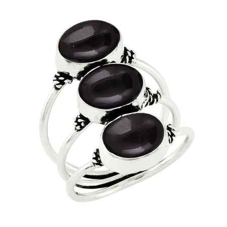 8.65 Cts Natural Black Onyx Ring Size 8 For Women, Black Stone July Birthstone Ring Jewelry Gift For Women Mom Wife
