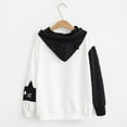 thumbnail image 4 of VNKIDY Women Sweatshirts White Black Patchwork Hoodie With Cat Face Print Long Sleeve Cute Sweatshirt With Drawstring For Autumn Winter Soft Tops, 4 of 4