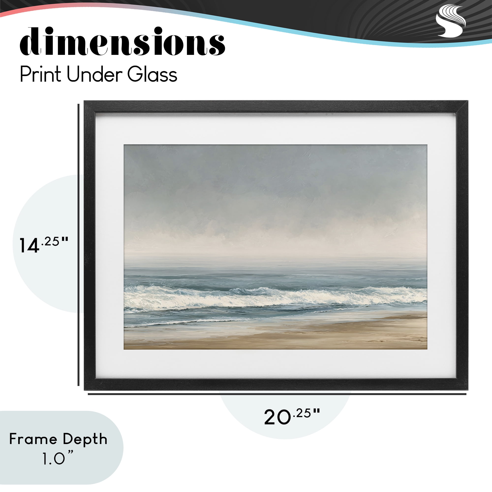 Stupell Industries Tranquil Mist Beachscape Black Framed Print Under Glass, design by Jacky Ngan