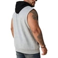 thumbnail image 4 of Men's Oversized Cotton Sleeveless Hoodie, Elastic Stretchy Fabric with Drawstring and Kangaroo Pocket, Cut off Shirt Sleeveless Pullover, Perfect for Plus Size Comfort and Stylish Layering, Big and T, 4 of 7