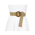 thumbnail image 4 of Womens Woven Stretch Belts, Straw Rattan Wooden Buckle Elastic Wide Waistband Waist Belt for Dress Khaki 23.62-33.46", 4 of 4