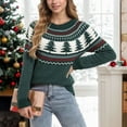 thumbnail image 5 of Iyufng Christmas Sweaters for Women Fashion Knit Vintage Christmas Tree Long Sleeve Round Neck Pullover Sweater Green,S, 5 of 5