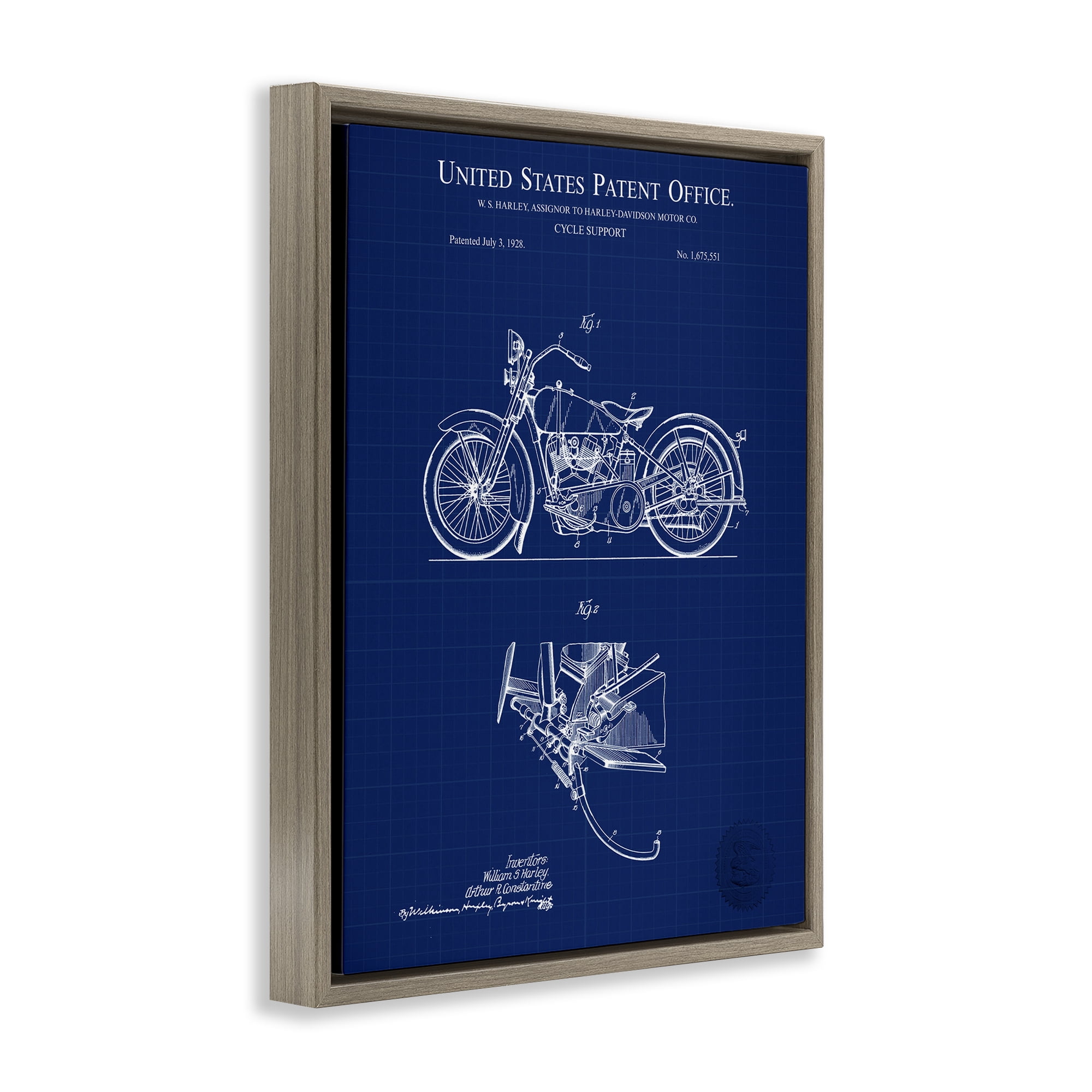 Stupell Industries Cycle Support Blueprint Transportation Painting Brown Floater Framed Art Print Wall Art, 25 x 31