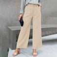 thumbnail image 5 of Baqcunre Wide Leg Pants Woman Fashion Women's Solid Casual Pocket Button High Waist Wide Leg Pants Womens Fashion Women's Pants Pants for Women Womens Clothes Beige L, 5 of 9