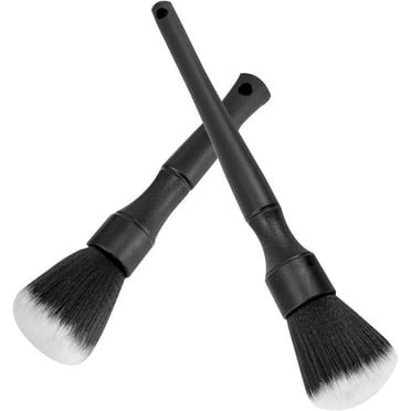 Car Detailing Brush Set - Auto Interior Detail Brush - Natural Boars Hair Detail Brush Auto Ultra-Soft Detail Cleaning Brush Tool for Car Cleaning Vents Dash Wheel (2Pcs)