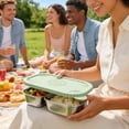 thumbnail image 4 of Stainless Steel Bento Box With Silicone Lid 500 ML Two-Compartment Lunch Container 7.48 inches x 4.65 inches x 1.61 inches, 4 of 6