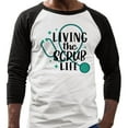 thumbnail image 2 of Living the Scrub Life Three-Quarter Raglan Sleeve Baseball Shirt Unisex Large White/Black, 2 of 5