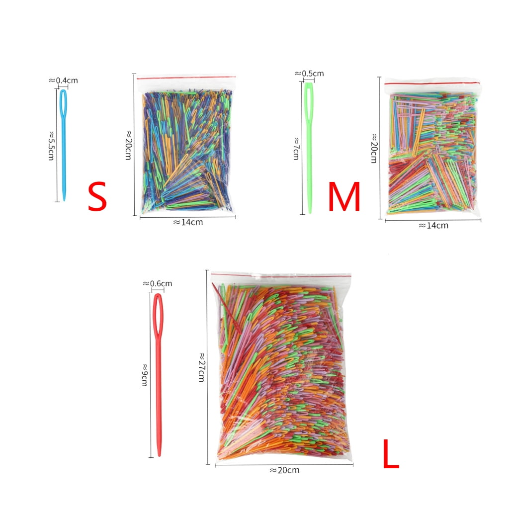 100Pcs Large-Eye Plastic Sewing Needle Colorful Safety Lacing Needle 3 Different Size Yarn Sewing Needle for Hand Sewing