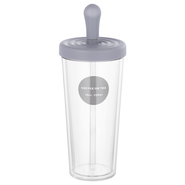 EeaseMX TOYMYTOY 1 vaso con pajita de 520 ml, de plástico de doble capa, para beber agua, café y zumo.