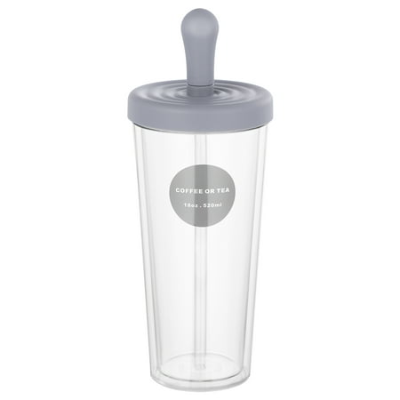 

1Pc 520ml Straw Tumbler Double Layer Plastic Water Drinking Cup Coffee Juice Cup