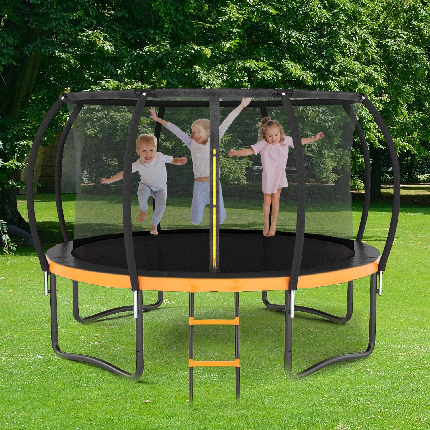 12FT Outdoor Trampoline, Trampoline with Inner Safety Enclosure Net and