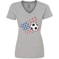thumbnail image 3 of Inktastic Soccer Ball, Net with American Flag Colors Women's V-Neck T-Shirt, 3 of 5