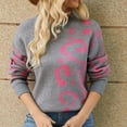 thumbnail image 7 of Oksale Funny Graphic Sweaters for Women Casual Round Neck Jumpers Comfort Long Sleeve Pullover Slouchy Soft Knit Fall Winter Tops Gray L, 7 of 7