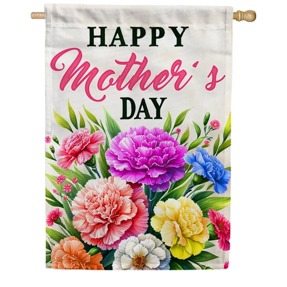 America Forever Happy Mother's Day House Flag, 28 x 40 inch, Double Sided Vertical Mom Floral Flag, Perfect Gift for Mom, Holiday Seasonal Flower Yard Outside Decor