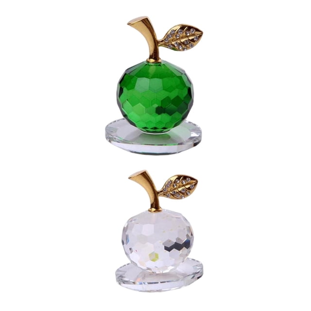 2x Estatuilla Pisapapeles Adorno Decoración para hogar Coleccionables Gloria Estatuilla de manzanas de cristal